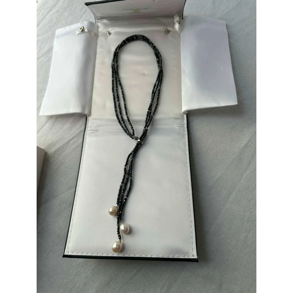 Elegant Multi Stranded Beaded Pearl Necklace with Pearl‎ Drop Accents